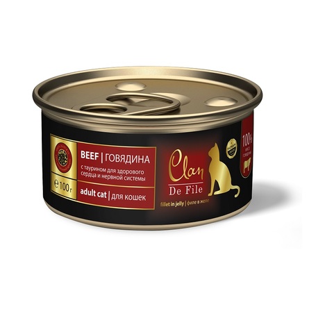 Clan De File Говядина в желе с таурином и оливковым маслом для взрослых кошек – интернет-магазин Ле’Муррр